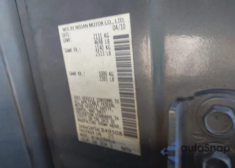 2010 Nissan Maxima 3.5 S из США, поврежденный, VIN 1N4AA5AP5AC849508